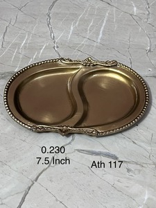 Oval Brass Decorative <b>Tray</b> 7.5 Inch Traditional Design Metal Handicraft Single Piece - Product Image 1