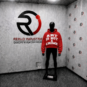 Sudadera con Capucha Oversize con Estampado Gráfico 'MODERN RED STREET STYLE ART IS NOT A CRIME', Estilo Urbano, de Algodón French Terry, Casual para el Día a Día, con Letras Modernas - Product Image 3