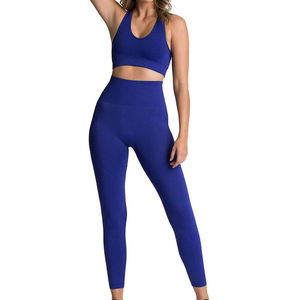 <b>Women's</b> High Waist Seamless <b>Leggings</b> Sports Bra Set Full Length Solid Color Yoga Workout Activewear 2 Piece Set - Product Image 1