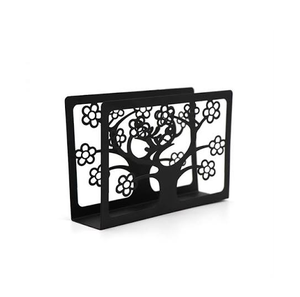Porta pañuelos metálico con base de madera, organizador para mesa de cocina, porta servilletas metálico promocional personalizado - Product Image 3