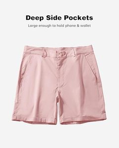 Golf <b>Shorts</b> Streetwear <b>Men</b> <b>Pink</b> Color <b>Chino</b> <b>Shorts</b> Slim Fit Mid Waist Elastic Waist Sportswear Breathable Quick Dry Eco-Friendly - Product Image 4