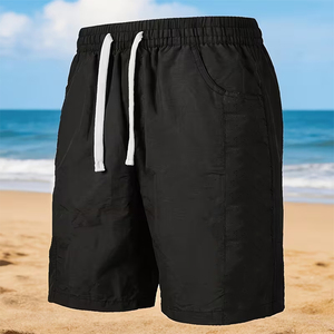 Shorts Largos de Nailon para Gimnasio, Color Negro, con Cordón en la Cintura, Cómodos, Estilo Urbano - Product Image 4