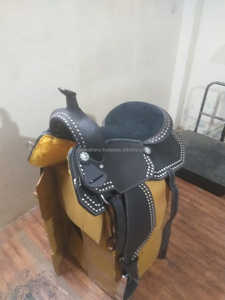 Selle de cheval de course de baril occidental en cuir suédé véritable faite à la main la plus vendue rugueuse entièrement personnalisée en gros en vrac - Product Image 4