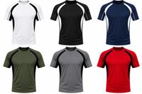 T-shirt pour homme à manches raglan, col rond, blanc et noir, 300 GSM, coupe classique, séchage rapide, jersey tricoté en polyester/coton, design uni