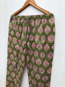 Floral Cotton Eco-Friendly Quick Dry High Waist <b>Drawstring</b> Closure Lounge Pants Boho Harem Style Wide Leg Summer <b>Trousers</b> - Product Image 2
