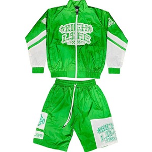 Custom Color Block Men's Nylon Windbreaker Jacket and Shorts <b>Set</b> Full Zip Water Resistant Training Tracksuit - Product Image 1