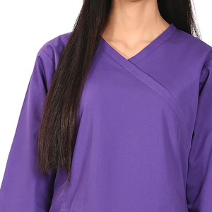 Wholesale Unisex Hospital V-neck Nurse <b>Doctor</b> Scrubs Top Pants OEM Custom Logo Medical Knitted Polyester/Spandex Scrubs <b>Set</b> - Product Image 2
