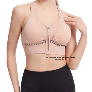 Soutien-gorge de sport pour femme avec fermeture éclair avant et dos ouvert, bleu marine, maintien élevé, pour yoga et fitness - Product Image 5