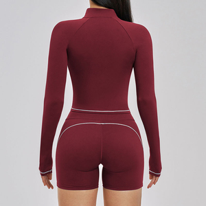 Premium Women's <b>Seamless</b> Yoga Set 3 Piece Nylon Spandex Fitness Leggings Bra Jacket Halter Neck Four-Way Stretch Eco-Friendly - Product Image 3