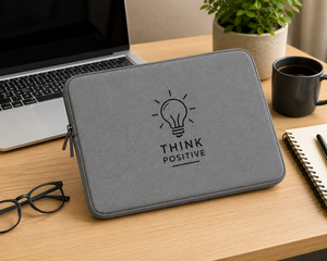 กระเป๋าใส่แล็ปท็อป Think Positive Jute สีเทา  วัสดุผ้าปอกระเจา ปิดด้วยซิป ป้องกันการกระแทก สำหรับแล็ปท็อป สไตล์เรียบง่าย - Product Image 6