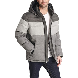 Veste matelassée en laine noire pour homme North-Face, style streetwear, col à capuche, fermeture éclair, imperméable, matière extérieure en nylon, logo sur le devant - Product Image 3