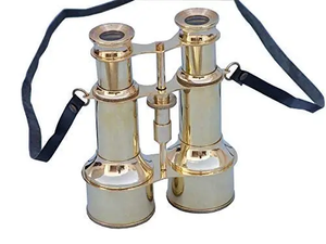 Jumelles marines vintage en laiton antique avec étui en cuir, finition dorée style victorien, télescope de collection - Product Image 1