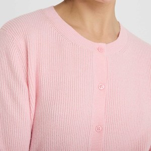 Suéter minimalista con cuello redondo y forro polar, transpirable, con botones, para mujer, liso, básico, para uso diario, sudadera cómoda de punto - Product Image 4