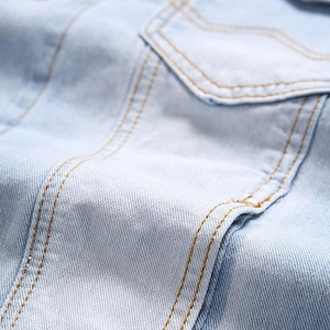 Men's Light Blue <b>Denim</b> <b>Jacket</b> Regular Fit Button Fly Solid Color Casual Autumn Cotton Washable Topstitch - Product Image 4