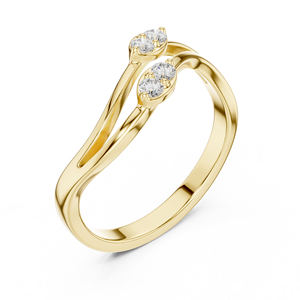 Luxury Yellow Gold Open Wrap Bypass <b>Ring</b> with Dual Round Stone Elegant Stackable Wedding Anniversary <b>Ring</b> for Women - Product Image 4