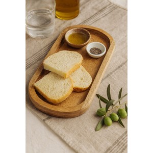 Plateau de service ovale en bois dur mélangé, vente en gros |   Plateau en bois naturel Moradabad - Product Image 2