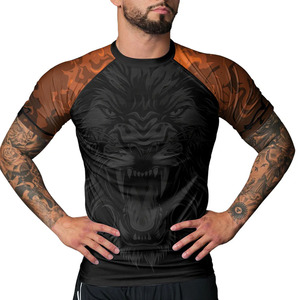 Nouveau Rashguard Anti-UV à Manches Courtes Premium 2026 pour Jiu Jitsu, MMA, Grappling, BJJ, Boxe – Vente en Gros OEM – Noir Multicolore - Product Image 1