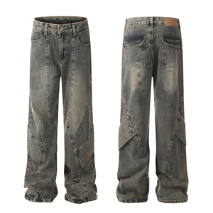 Personalized Logo Stonewashed Men's Straight Leg Denim <b>Jeans</b> Pants For 100% Cotton Anti-Pilling Heavyweight Denim Pants - Product Image 4