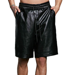 กางเกงขาสั้นหนังผู้ชายลำลองสำหรับออกกำลังกาย ใส่ได้ในฤดูร้อน แฟชั่นใหม่ กางเกงขาสั้นลำลองผู้ชาย หนังแท้ 100% - Product Image 1