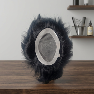 Toupet Taz Hair BD à base de dentelle mono, cheveux raides noirs, raie centrale, texture 28mm, cheveux indiens Remy, nœuds invisibles, densité 130% - Product Image 3