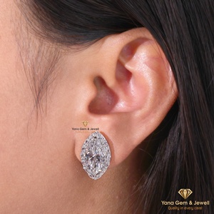 Boucles d'oreilles halo en or massif 14 carats avec diamants de laboratoire CVD taille marquise pour femme, 6 TCW, couleur F, clarté VS1, certifiées IGI - Product Image 4