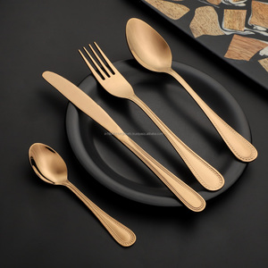 Juego de cubiertos/cubiertos de acero inoxidable con diseño de cuentas PVD negras Grado 202/304 Cuchara Tenedor y cuchillo Cuchara para bebé-Hecho en India - Product Image 6