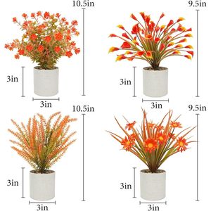 Set di 4 Piante Artificiali da Interno da 10 Pollici, Fiori Finti Autunnali in Vaso per Bagno e Camera da Letto - Product Image 2