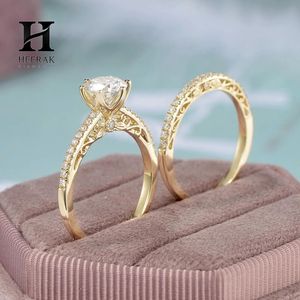 Anillo de Compromiso Moderno con Corte Redondo, Doble Capa, Micro Pavé, Anillo de Aniversario, Oro de 10K/14K, Joyería Personalizada - Product Image 4