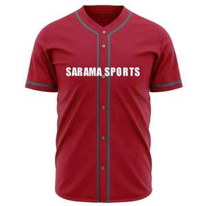 Camisetas de Béisbol Juveniles Sublimadas Personalizadas de Fábrica, Camisetas de Béisbol con Cuello en V y Botones - Product Image 2