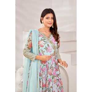 ชุดราตรีออกแบบมีสไตล์ชุดสวมใส่สำหรับงานปาร์ตี้ที่มีก้นและ dupatta - Product Image 6