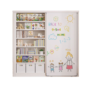 Estantería con Puertas Corredizas y Pizarra, Librería Infantil, Armario de Gran Capacidad, Organizador de Estudio que Ahorra Espacio - Product Image 6