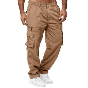 Pantalon cargo en laine kaki pour homme, style hip-hop, taille à cordon, plusieurs poches, respirant, pour l'hiver - Product Image 6