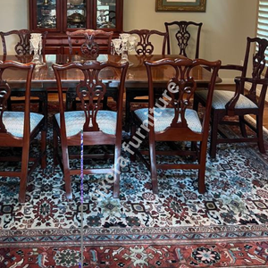 Ensemble de table à manger en bois massif artisanal de luxe pour 6 personnes, chaises sculptées ornées, finition miel premium - Product Image 2