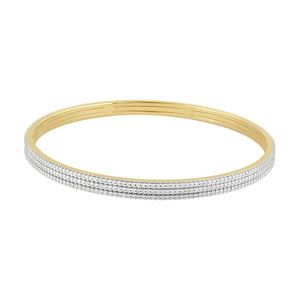 Bracelet fin triple rangée en or jaune avec diamants de laboratoire - Product Image 1