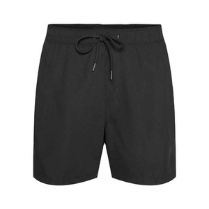 Men Black <b>Board</b> Shorts Solid Color Drawstring Waist Quick Dry Casual Swimwear Short Pants Mid Rise Woven Polyester Fabric - Product Image 1