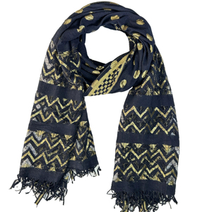 Dupatta Jacquard Noir à Imprimé Feuille Métallisée et Motif à Carreaux Kota Doria Léger, Tenue Traditionnelle Ethnique Élégante pour Femmes et Filles - Product Image 1