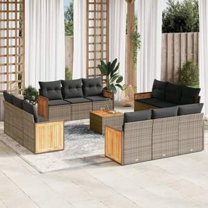 Conjunto de Sofás Modulares Medianos de Ratán PE Gris para Jardín, Muebles de Patio con Estilo y Comodidad - Product Image 1
