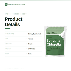 Tabletas de Espirulina y Chlorella Orgánicas Certificadas GMP, Suplemento Dietético - Product Image 4