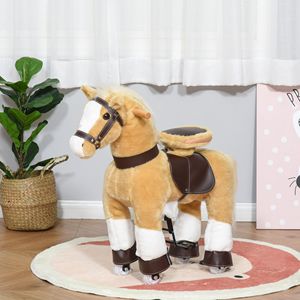 Caballo de Juguete Marrón para Montar, para Niños de 3 a 8 Años, Suave y Abrazable, con Ruedas Fáciles de Mover, Duradero, Juego Interactivo - Product Image 2