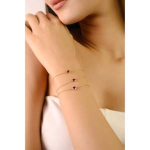 14K Natural <b>Ruby</b> Prong Set Heart Charm <b>Bracelet</b> for Bridesmaids - Product Image 4