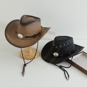 Sombreros de Vaquero de Cuero Genuino de Alta Calidad para Hombre y Mujer, Ajustables con Cierre a Presión, Nueva Llegada, Sombreros de Vaquero de Cuero Real en Venta - Product Image 3