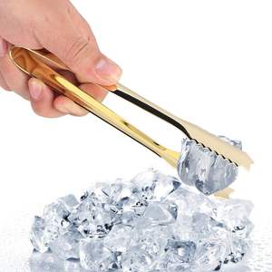 Pinzas para Hielo de Acero Inoxidable Más Vendidas, Utensilios de Cocina y Bar, Artesanía, Pinzas para Cubitos de Hielo de Metal con Acabado Dorado - Product Image 1