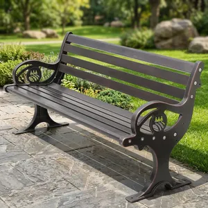 Heavy Duty Outdoor <b>Metal</b> <b>Garden</b> <b>Bench</b> with Armrests Weather Resistant Patio Lawn Park Seating Furniture - Product Image 5