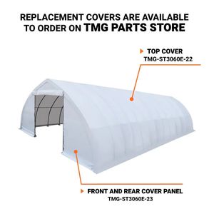 Tettoia per Stoccaggio Resistente con Tetto a Soffitto Alto 30FT X 60FT, Copertura in PE da 11 oz e Porte di Accesso TMG ST3060E (Precedentemente ST3060) - Product Image 4