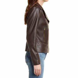 Veste en cuir pour femme, luxe haut de gamme, mode streetwear, production d'usine OEM ODM de haute qualité, douce, durable, confortable et ajustée - Product Image 3