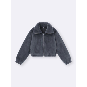 Veste polaire multicolore unisexe à fermeture éclair courte, décontractée, pour l'hiver, épaisse, couleur unie, col rabattu, manches classiques - Product Image 5