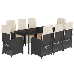Set da Pranzo da Giardino in Rattan PE Nero per 8 Persone, Arredamento da Esterno Resistente alle Intemperie, Design Contemporaneo - Product Image 2