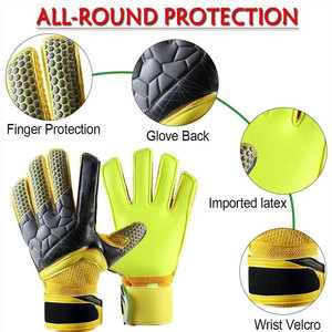 Football Goalkeeper Gloves Full Finger Yellow <b>Black</b> Non Slip <b>Hook</b> And Loop Closure Unisex Breathable Protective - Product Image 5