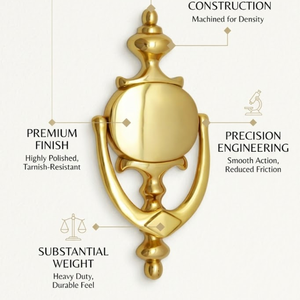 Pomo de Puerta de Latón Macizo de Primera Calidad con Acabado Antiguo |   Manija de Puerta Principal Resistente, Estilo Clásico Vintage, Herrajes de Entrada para el Hogar - Product Image 5