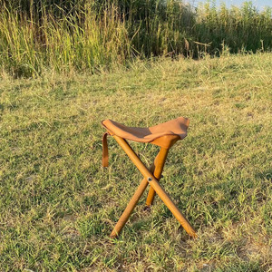 Custom logo folding <b>leather</b> hunting <b>stool</b> wholesale OEM supplier high quality handmade portable camping <b>stool</b> export low price - Product Image 5